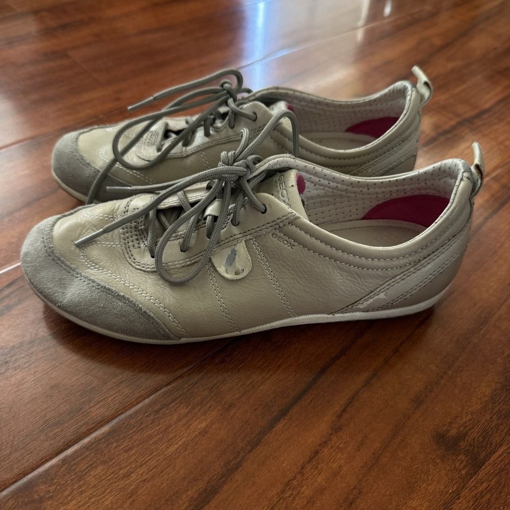 Geox Respira Gray Leather Sneakers Women's Size 6 Comfort Please See
